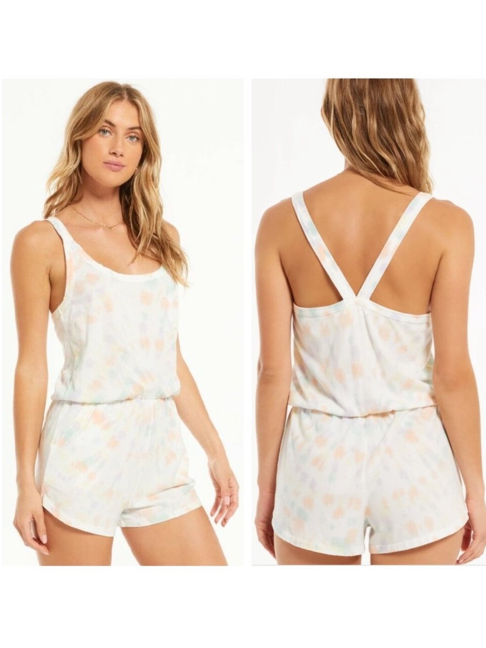 Z Supply Breezy Tie Dye Cotton Romper, Sz Small